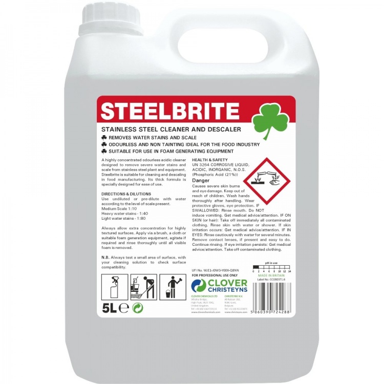 Clover Chemicals Steelbrite Stainless Steel Cleaner & Descaler (519)
